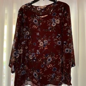 Maroon 3/4 sleeve blouse